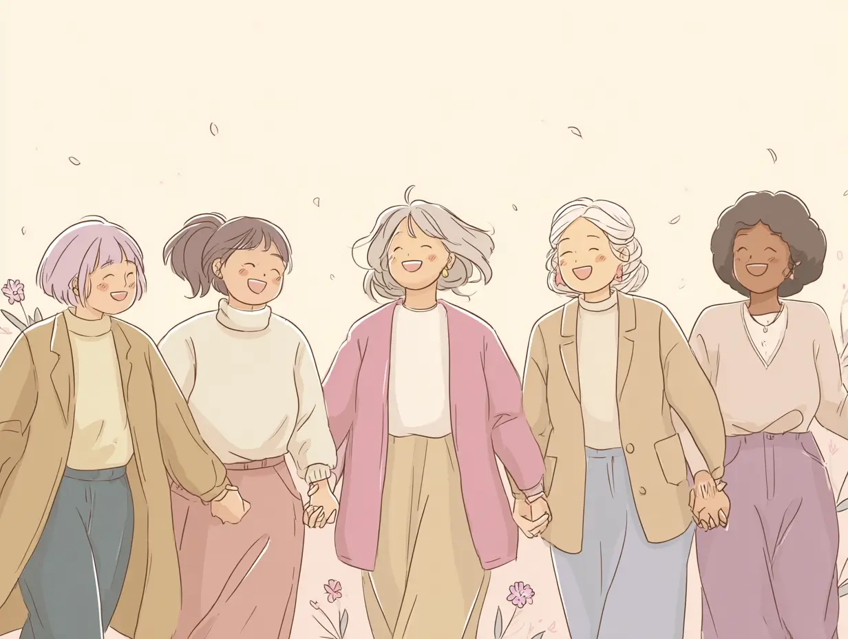 Graphic of a group of women in their 50s and 60s smiling.